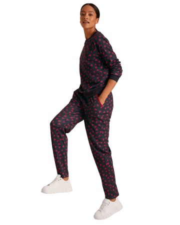 Calida 15828 + 29552 Red Hearts Dark Lapis Blue Cotton Pajamas Set myselflingerie.com